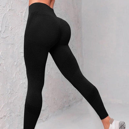 Cheky - High Waist Seamless Yoga Pants Women's Solid Color Dot Striped Print Butt Lifting Leggings Fitness Running Sport Gym Legging Outfits