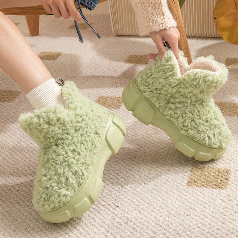 Cheky - Winter Cashmere Snown Boots With 6cm Platform Warm Plus Velvet High-top Fleece Cotton Shoes Women Outdoor Indoor House Plush Shoes