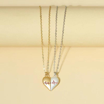 Cheky - Heartbeat Magnetic Heart Necklace Love Couple Jewelry