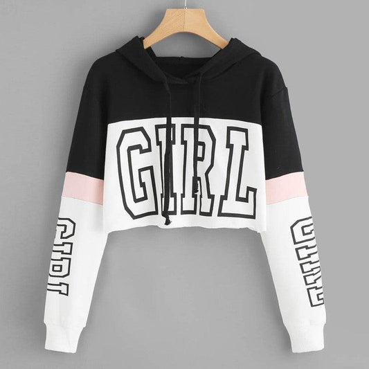 Cheky - Harajuku Hoodies Sweatshirt Women Streetwear Letter Crop Top Hoodie