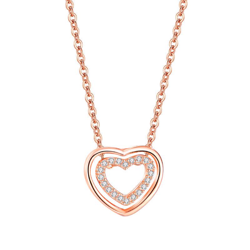 Cheky - S925 Sterling Silver Heart To Heart Pendant Necklace