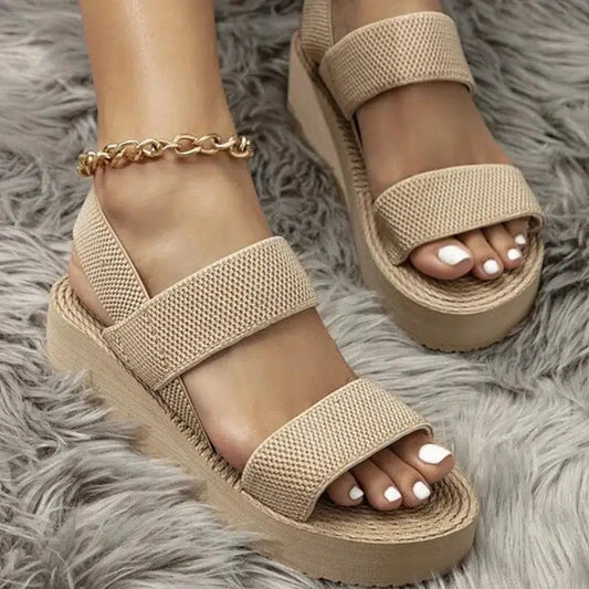 Cheky - New Minimalist Slingback Wedge Sandals Outdoor Summer Lightweight Slides Solid Color Thick Bottom Ladies Shoes Female Sandals