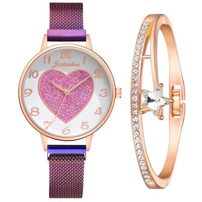 Cheky - Cute Women Bracelet Watch Fashion Leather Strap Ladies Watch Heart-shaped Dial Cheap Exquisite Clock Gift