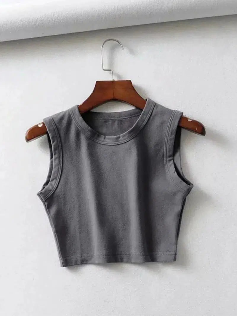 Cheky - 2024 Summer vintage white crop tops women biker black punk sexy tank top korean streetwear cropped sleeveless top feminino