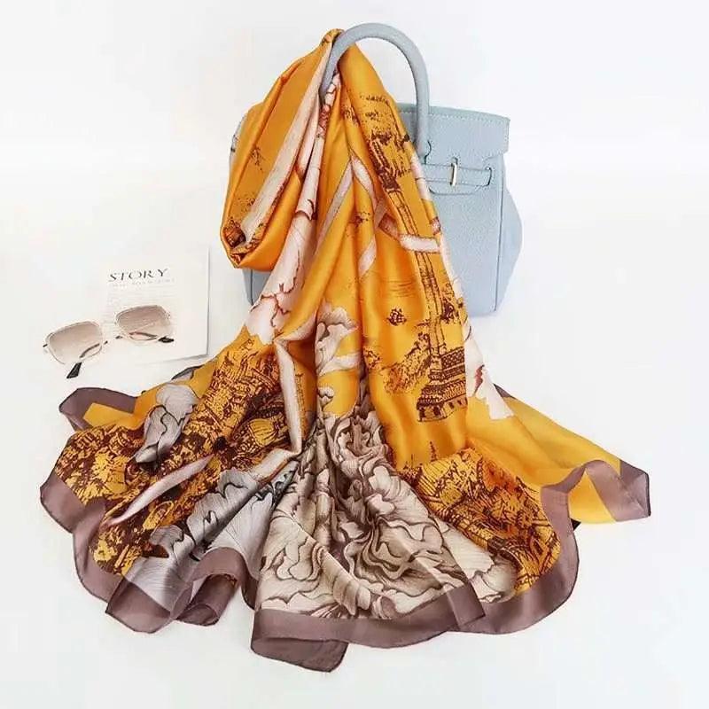 Cheky - All-in-one Sunscreen Shawl Travel Silk Scarf Women's Beach Towel