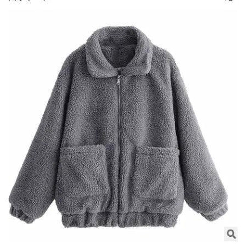 Cheky - Autumn and winter warm lamb hair pocket cotton coat cotton