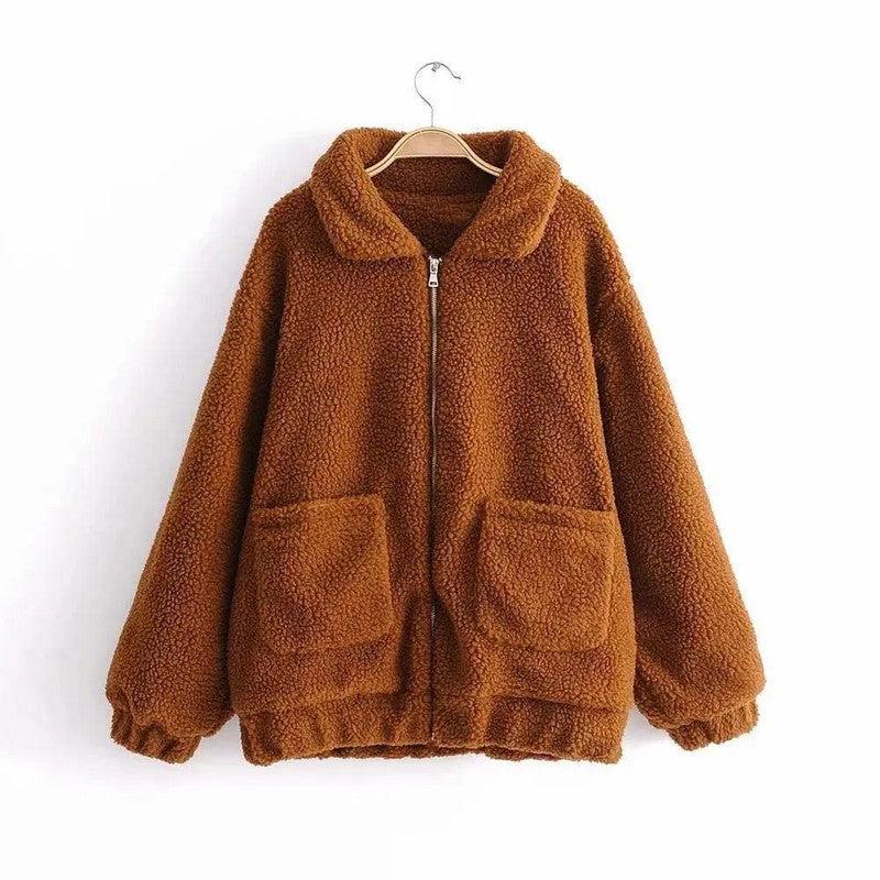 Cheky - Autumn and winter warm lamb hair pocket cotton coat cotton