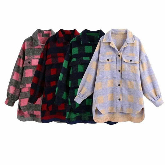 Cheky - European And American Style Loose Woolen Shirt Jacket