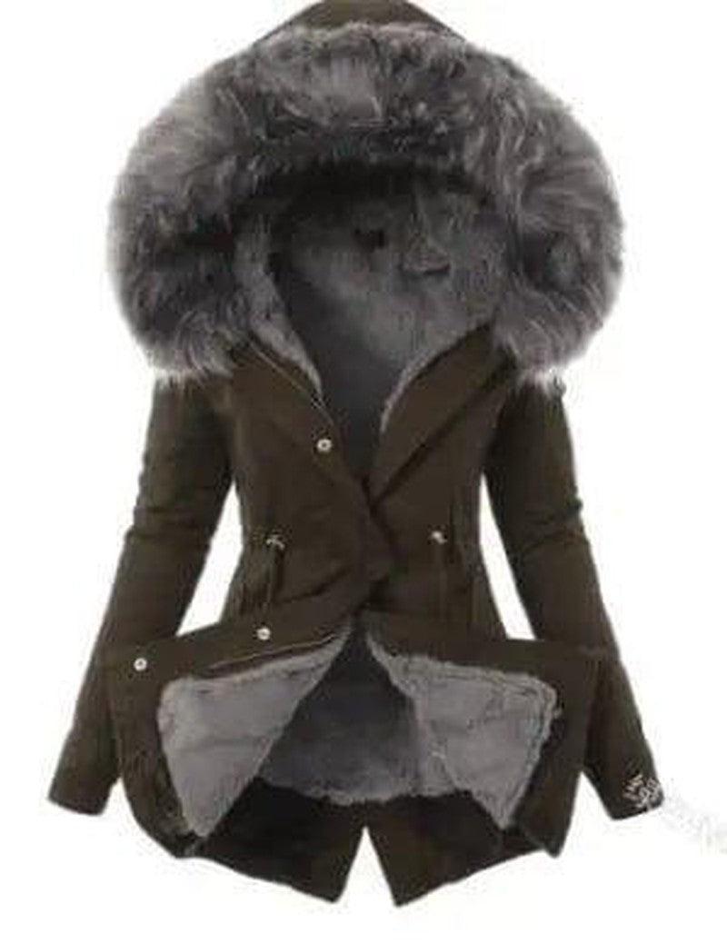 Cheky - Hooded Drawstring Plush Jacket Women