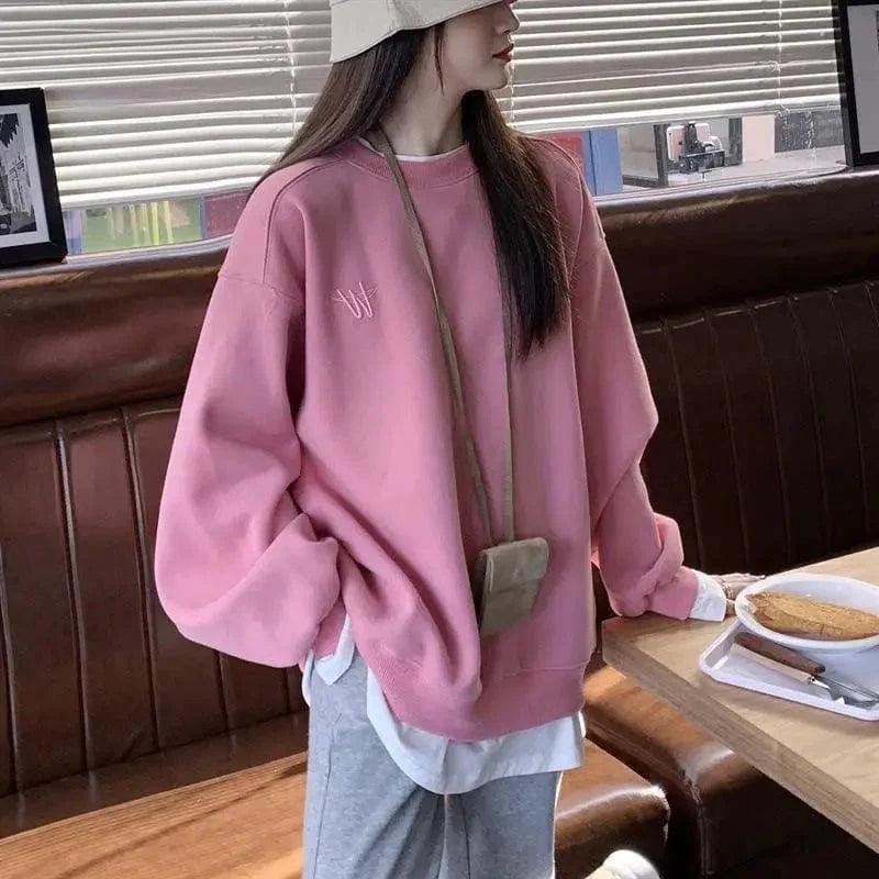 Cheky - Korean Version Of Loose Thin Spring Fake Two Pieces Hoodie