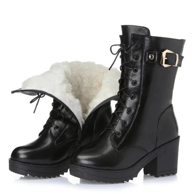 Cheky - Leather Martin boots women cotton boots