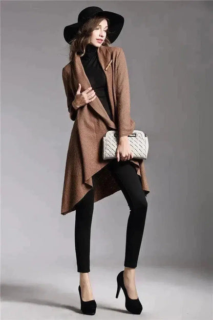 Cheky - Long-Sleeved Cloak Long Woolen Coat