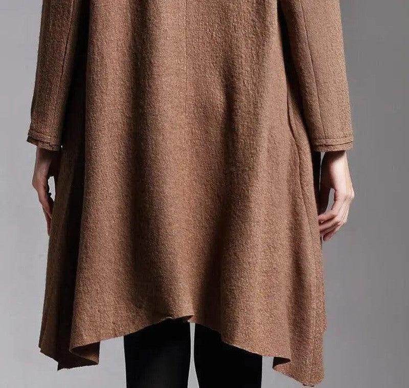 Cheky - Long-Sleeved Cloak Long Woolen Coat