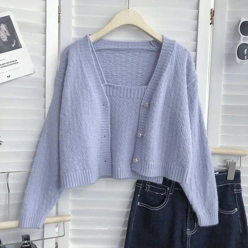 Cheky - Loose Single-breasted V-neck Long-sleeved Knit Cardigan Is