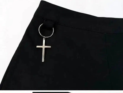 Cheky - Summer Punk Rock Women's Shorts Sexy Cross Ring Hanging