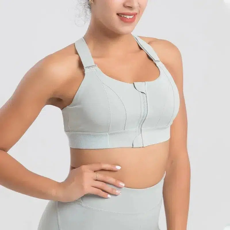 Cheky - Wireless padded sports bra with high quality front zipper