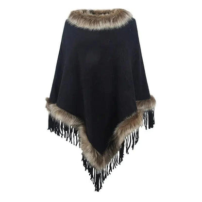 Cheky - Mao Mao Yu Foreign Trade Knitted Tassel Cloak For Women