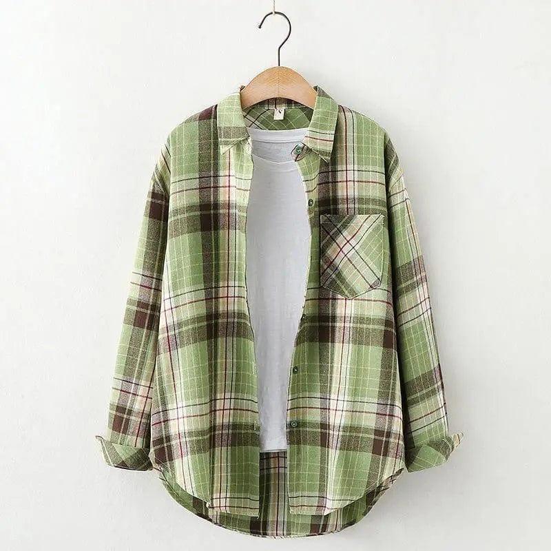 Cheky - Plaid Shirt Women'S Long-Sleeved Loose Shirt Jacket