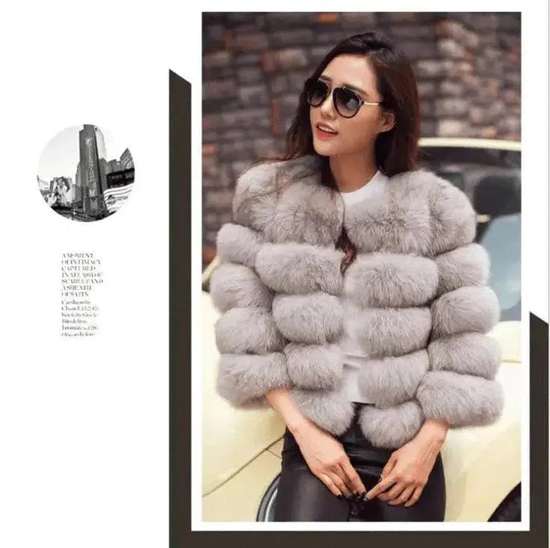 Cheky - S-3XL Mink Coats Women Winter New Fashion FAUX Fur Coat