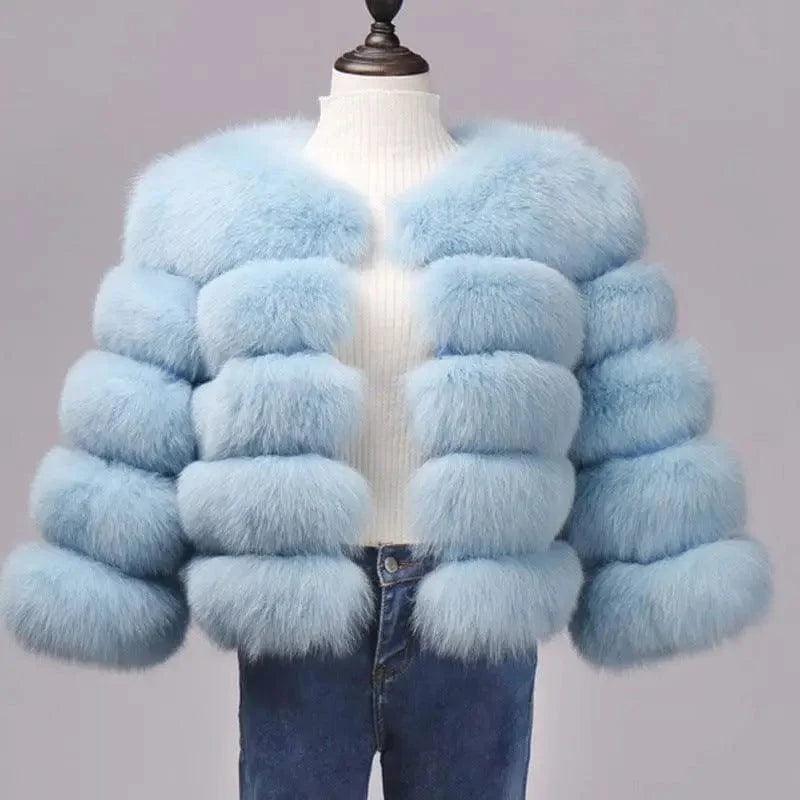 Cheky - Slim short faux fox fur coat