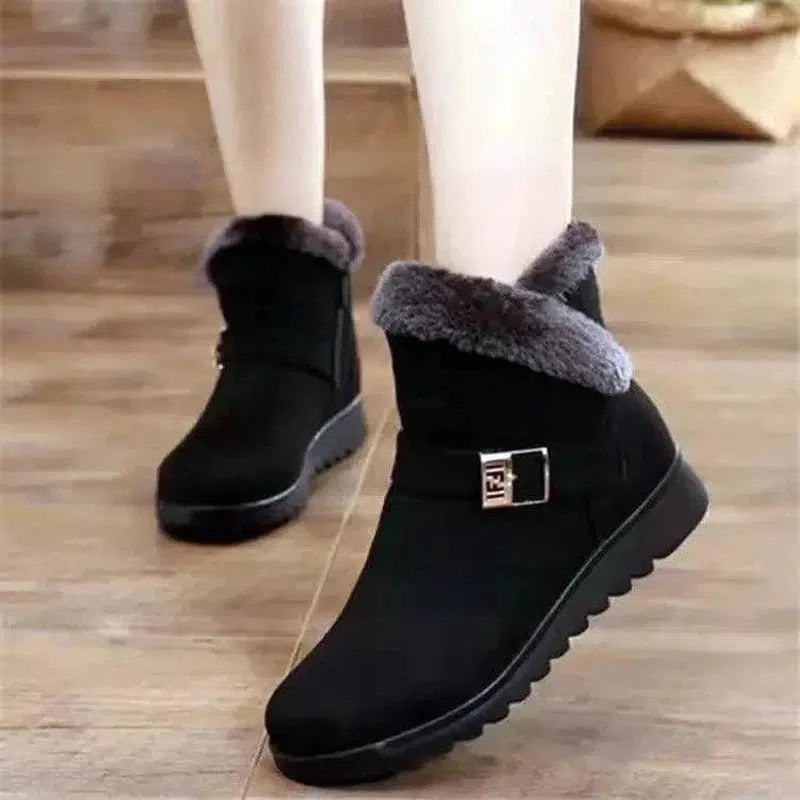 Cheky - Winter Boots Women Warm Plush Snow Boots Zipper Comfort Flats Shoes