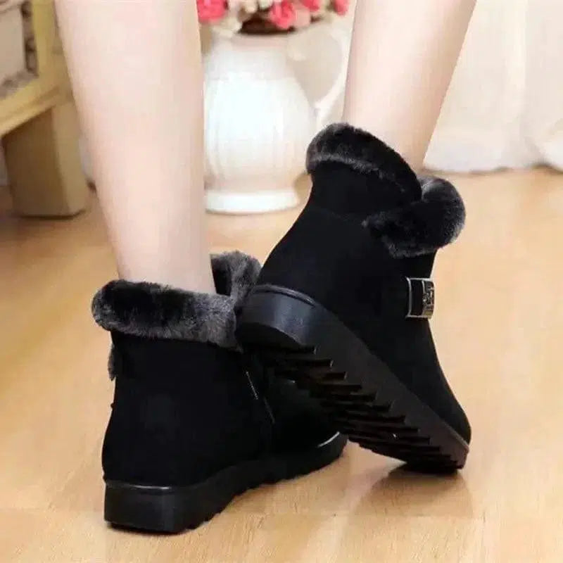 Cheky - Winter Boots Women Warm Plush Snow Boots Zipper Comfort Flats Shoes