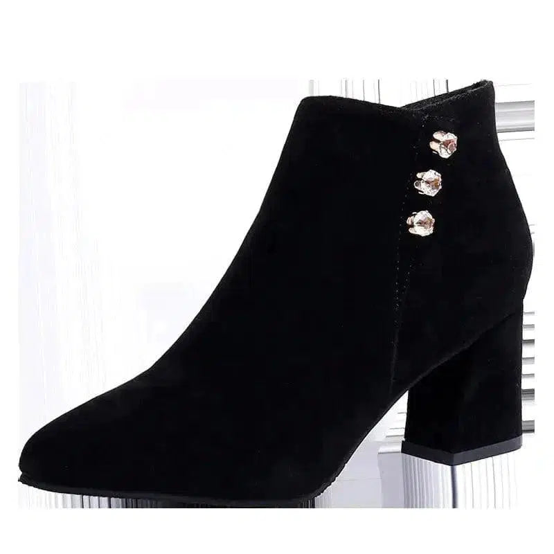 Cheky - Women Pointed Thick Heel Martin Boots